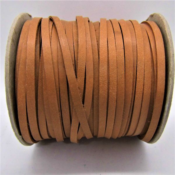 Flechtband - Flechtleder Meterware Büffel - Cognac 4mm